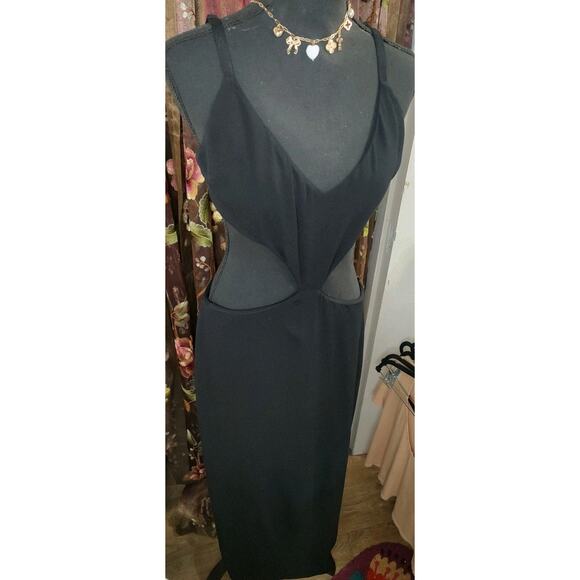 Reformation Midi Dress Size 10 Black Cutouts - Picture 4 of 15